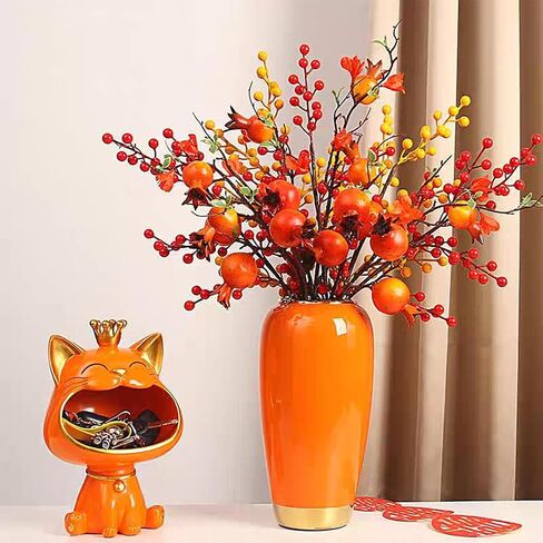 Ceramic Large Vase,Orange 11.8 Inch Tall Floor Vase,Rustic Decorative Vase,Terracotta Vase Minimalist Home Decor for Living Room Entrance Table Centerpiece,Kitchen,Bedroom,Wedding,Housewarming Gift in Kuwait