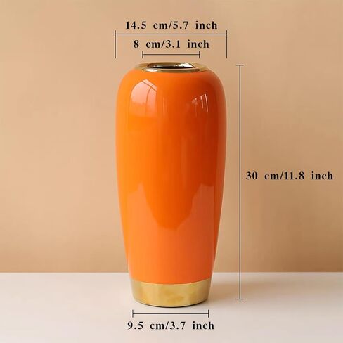 Ceramic Large Vase,Orange 11.8 Inch Tall Floor Vase,Rustic Decorative Vase,Terracotta Vase Minimalist Home Decor for Living Room Entrance Table Centerpiece,Kitchen,Bedroom,Wedding,Housewarming Gift in Kuwait