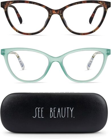 نظارات قراءة Rae Dunn "MARIE Blue Light Blocking - عبوتان مع حافظة صلبة بخط مميز من SEE BEAUTY in Kuwait