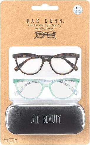 نظارات قراءة Rae Dunn "MARIE Blue Light Blocking - عبوتان مع حافظة صلبة بخط مميز من SEE BEAUTY in Kuwait
