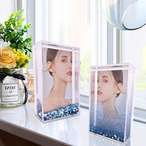 Liquid Glitter Photo Snow Picture Frame (2" x 3") Instax size ,Blue star sparkle , Gifts Gifts for Christmas, Valentines, Family, Best Friends, Couples (Blue Star) in Saudi Arabia