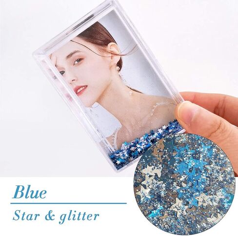 Liquid Glitter Photo Snow Picture Frame (2" x 3") Instax size ,Blue star sparkle , Gifts Gifts for Christmas, Valentines, Family, Best Friends, Couples (Blue Star) in Saudi Arabia