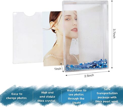 Liquid Glitter Photo Snow Picture Frame (2" x 3") Instax size ,Blue star sparkle , Gifts Gifts for Christmas, Valentines, Family, Best Friends, Couples (Blue Star) in Saudi Arabia