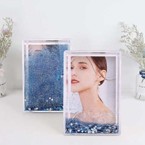 Liquid Glitter Photo Snow Picture Frame (2" x 3") Instax size ,Blue star sparkle , Gifts Gifts for Christmas, Valentines, Family, Best Friends, Couples (Blue Star) in Saudi Arabia