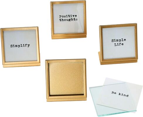 Creative Co-Op Metal & Glass Easel & Saying, 4 Styles (Holds 3" Square Picture Frames and Photo Holders, Multi in Saudi Arabia