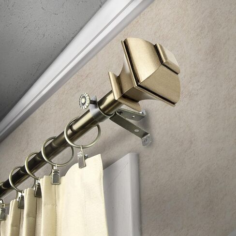 Rod Desyne Marianne 13/16" Single Curtain Rod, 28-48 inch, Antique Brass in Saudi Arabia