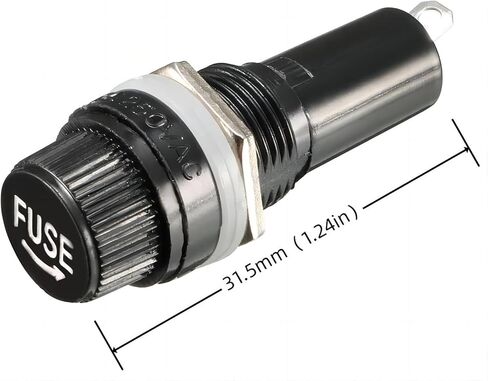 WWZMDiB 5 لوحة تركيب 5 × 20 مم غطاء برغي فيوز حامل مقبس تيار متردد 250 فولت 10 أمبير/تيار متردد 125 فولت 15 أمبير أسود مع 10 صمامات أنبوبية زجاجية (10 أمبير + 15 أمبير) in Kuwait