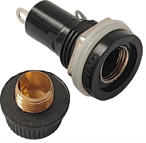 WWZMDiB 5 لوحة تركيب 5 × 20 مم غطاء برغي فيوز حامل مقبس تيار متردد 250 فولت 10 أمبير/تيار متردد 125 فولت 15 أمبير أسود مع 10 صمامات أنبوبية زجاجية (10 أمبير + 15 أمبير) in Kuwait