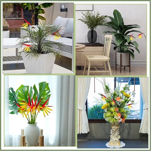 10 Pieces Bird of Paradise Artificial Plant 22 Inch Hawaiian Tropical Flowers Faux Flowers Bouquet Large Elegant Green Plant for Home Garden Decoration Office Verandah Wedding Decor Supplies (Yellow) in Saudi Arabia