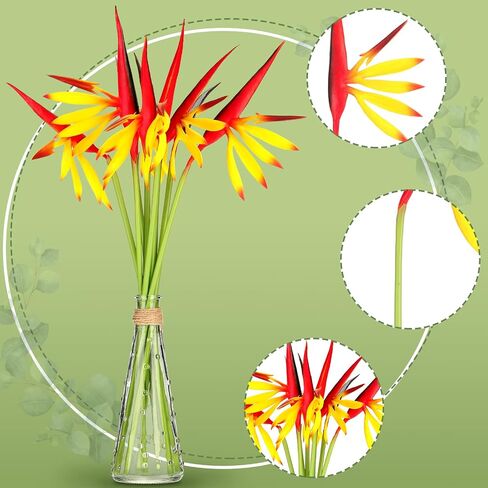 10 Pieces Bird of Paradise Artificial Plant 22 Inch Hawaiian Tropical Flowers Faux Flowers Bouquet Large Elegant Green Plant for Home Garden Decoration Office Verandah Wedding Decor Supplies (Yellow) in Saudi Arabia