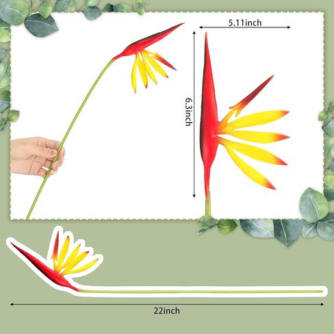 10 Pieces Bird of Paradise Artificial Plant 22 Inch Hawaiian Tropical Flowers Faux Flowers Bouquet Large Elegant Green Plant for Home Garden Decoration Office Verandah Wedding Decor Supplies (Yellow) in Saudi Arabia