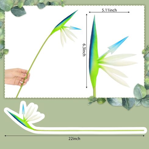 10 Pieces Bird of Paradise Artificial Plant 22 Inch Hawaiian Tropical Flowers Faux Flowers Bouquet Large Elegant Green Plant for Home Garden Decoration Office Verandah Wedding Decor Supplies (Yellow) in Saudi Arabia