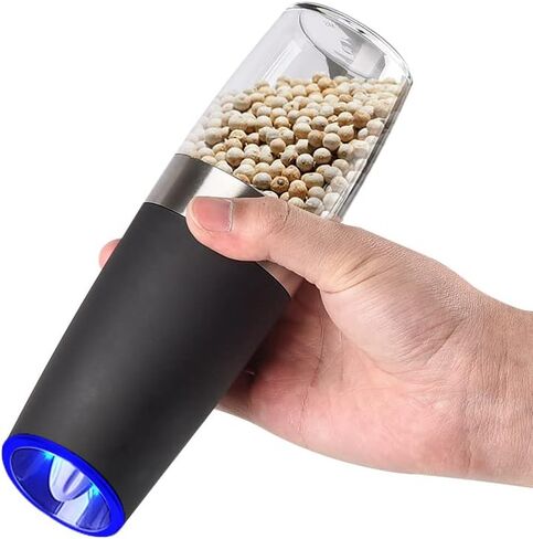 Electric Pepper and Salt Grinder Set, Adjustable Coarseness, Battery Powered with LED Light, One Hand Automatic Operation, Stainless Steel Sliver, 2 Pack in Saudi Arabia
