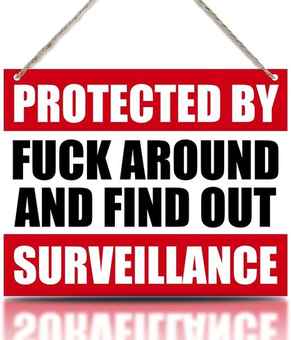 لافتة ترحيب مضحكة معلقة ديكور جداري خشبي محمي بواسطة Fck حول ومعرفة ساحة المراقبة لافتة ريفية لمنزل المزرعة والحديقة ديكور المرآب 10 بوصة × 8 بوصة (J710) in Kuwait