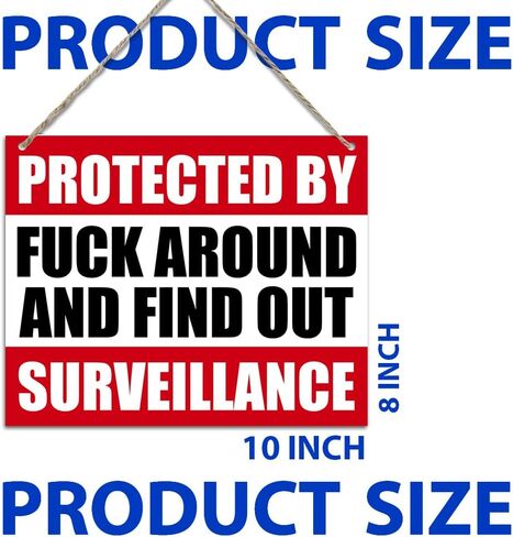 لافتة ترحيب مضحكة معلقة ديكور جداري خشبي محمي بواسطة Fck حول ومعرفة ساحة المراقبة لافتة ريفية لمنزل المزرعة والحديقة ديكور المرآب 10 بوصة × 8 بوصة (J710) in Kuwait