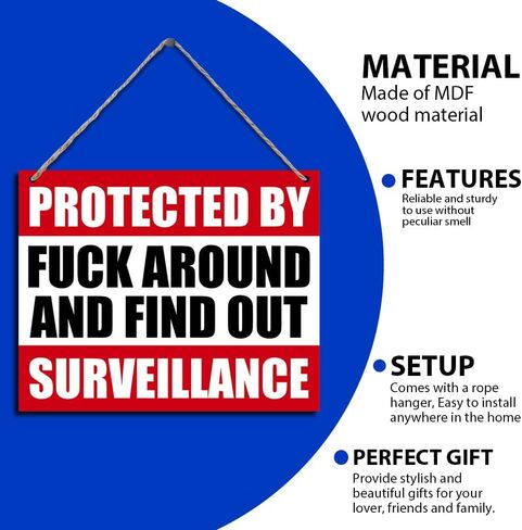 لافتة ترحيب مضحكة معلقة ديكور جداري خشبي محمي بواسطة Fck حول ومعرفة ساحة المراقبة لافتة ريفية لمنزل المزرعة والحديقة ديكور المرآب 10 بوصة × 8 بوصة (J710) in Kuwait