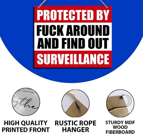 لافتة ترحيب مضحكة معلقة ديكور جداري خشبي محمي بواسطة Fck حول ومعرفة ساحة المراقبة لافتة ريفية لمنزل المزرعة والحديقة ديكور المرآب 10 بوصة × 8 بوصة (J710) in Kuwait