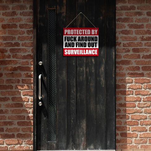 لافتة ترحيب مضحكة معلقة ديكور جداري خشبي محمي بواسطة Fck حول ومعرفة ساحة المراقبة لافتة ريفية لمنزل المزرعة والحديقة ديكور المرآب 10 بوصة × 8 بوصة (J710) in Kuwait