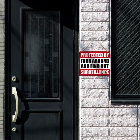 لافتة ترحيب مضحكة معلقة ديكور جداري خشبي محمي بواسطة Fck حول ومعرفة ساحة المراقبة لافتة ريفية لمنزل المزرعة والحديقة ديكور المرآب 10 بوصة × 8 بوصة (J710) in Kuwait