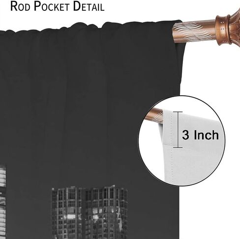 New York Curtains, Brooklyn Bridge and Lower Manhattan Skyline Living Room Bedroom Window Drapes 2 Panel Set, W42 x L45 Inch in Saudi Arabia