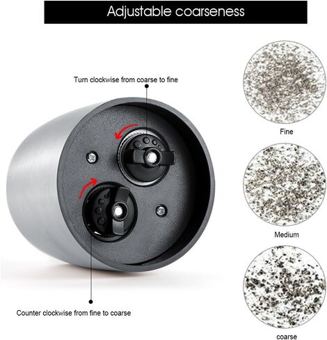 مطحنة فلفل مزدوجة من الفولاذ المقاوم للصدأ 2 في 1 مطحنة ملح وفلفل للمطبخ مطحنة زجاجية للجسم هزازات مطحنة فلفل دوار سيراميك قابل للتعديل in Kuwait