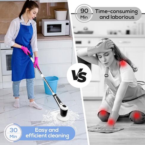 فرشاة تنظيف كهربائية تدور، فرشاة تنظيف لاسلكية مع وظيفة الرش، فرشاة تنظيف الدش مع 7 رؤوس فرشاة بقوة 2 ساعة، مقبض تمديد قابل للتعديل، مقاومة للماء IPX8 لسيارة أرضية بلاط الحوض in Kuwait