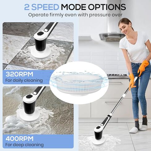 فرشاة تنظيف كهربائية تدور، فرشاة تنظيف لاسلكية مع وظيفة الرش، فرشاة تنظيف الدش مع 7 رؤوس فرشاة بقوة 2 ساعة، مقبض تمديد قابل للتعديل، مقاومة للماء IPX8 لسيارة أرضية بلاط الحوض in Kuwait