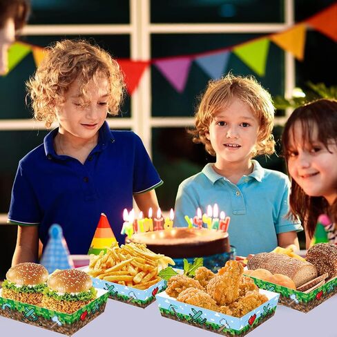 Pixel Game Birthday Party Supplies 50Pcs Pixel Miner Paper Food Trays for Birthday Pixelated Video Game Party Supplies Decorations in Saudi Arabia