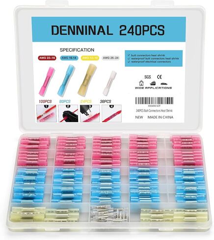 140 قطعة من موصلات المؤخرة المنكمشة بالحرارة، موصلات مؤخرة مقاومة للماء، موصلات كهربائية مقاومة للماء، موصلات كهربائية بحرية، تجعيد موصلات المؤخرة، موصلات لصق المؤخرة in Kuwait