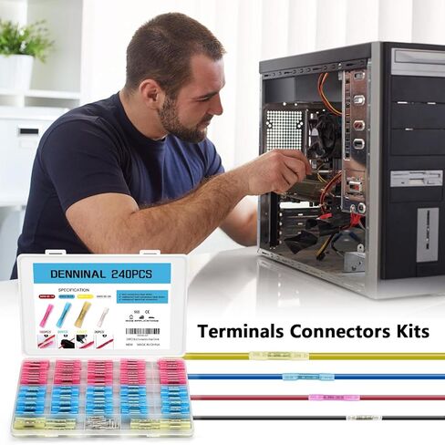 140 قطعة من موصلات المؤخرة المنكمشة بالحرارة، موصلات مؤخرة مقاومة للماء، موصلات كهربائية مقاومة للماء، موصلات كهربائية بحرية، تجعيد موصلات المؤخرة، موصلات لصق المؤخرة in Kuwait