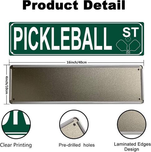 Pickleball St Slim Tin Sign Street Funny Metal Sign Wall Decor for Farmhouse Home Bar Garage Man Cave Wall Art Gift 4" by 16" in Saudi Arabia