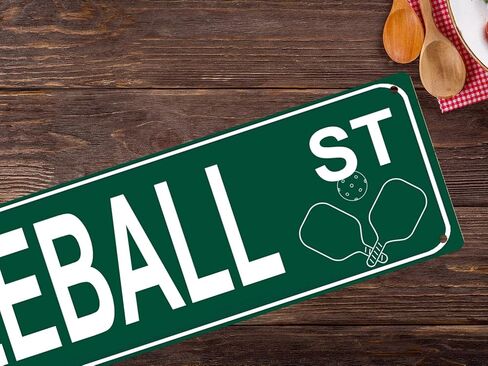 Pickleball St Slim Tin Sign Street Funny Metal Sign Wall Decor for Farmhouse Home Bar Garage Man Cave Wall Art Gift 4" by 16" in Saudi Arabia