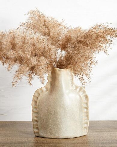 مزهرية سيراميك، مزهرية زهور فريدة من نوعها من BOHO Terracotta، فخار حجري بيج ريفي مقاس 8.5 بوصة، مزهريات عشبية من الخزف الحجري للمزرعة in Kuwait