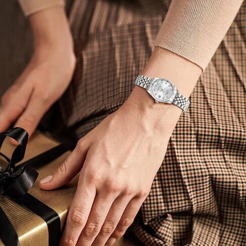 BUREI Women Watch Business Women Watches with Day DateAnalog Quartz Watch for Ladies Silver Gold Stainless Steel Bracelet Watch Fashion Ladies Watches Small Face Diamond Watch Waterproof in Saudi Arabia