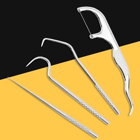 مجموعة جيب لأعواد الأسنان، مجموعة أدوات تنظيف الأسنان قابلة لإعادة الاستخدام، أدوات تنظيف الأسنان من الفولاذ المقاوم للصدأ، خيط تنظيف الأسنان للبالغين، منتقي الأسنان للسفر لنظافة الفم (مجموعتان) in Saudi Arabia