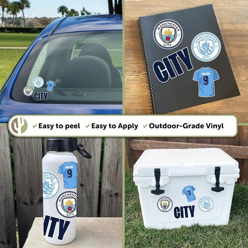 Manchester City Stickers Man City MCFC Sheet Vinyl Football Soccer Premier League Decal Laptop Water Bottle Car Scrapbook (Type 2-4 Player Sheet) in Saudi Arabia