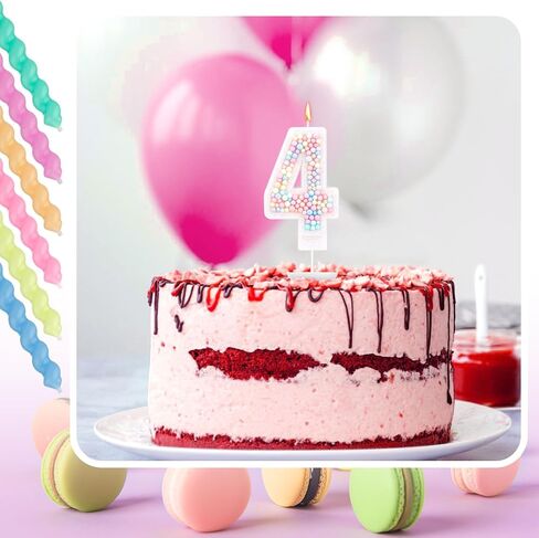 Macaron Birthday Candles, Number 7 Candles Sweet Number Candles with 12pcs Rainbow Spiral Candles Candy Color Colorful Cake Topper Candle Pastel Candles for Anniversary Party Wedding Boys Girls in Saudi Arabia