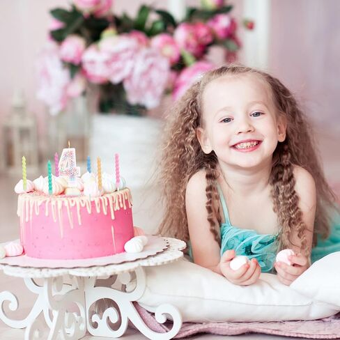 Macaron Birthday Candles, Number 7 Candles Sweet Number Candles with 12pcs Rainbow Spiral Candles Candy Color Colorful Cake Topper Candle Pastel Candles for Anniversary Party Wedding Boys Girls in Saudi Arabia