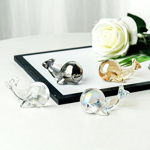 Crystal Whale Statue Home Decor Animal Figurine Accent, Small Sculpture Ornament for Shelves and Livingroom, Champagne Gold in Saudi Arabia