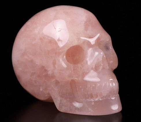 2.0" Rose Quartz Carved Crystal Skull, Hand Carved Gemstone Fine Art Sculpture, Healing Stone Statue.1266 in Saudi Arabia