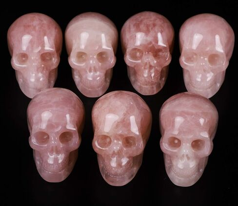 2.0" Rose Quartz Carved Crystal Skull, Hand Carved Gemstone Fine Art Sculpture, Healing Stone Statue.1266 in Saudi Arabia