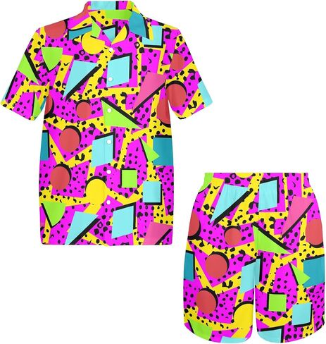HUGLAZY Mens 2 Piece Outfits Tropical Shirts Short Sleeve Hawaiian Shirt And Shorts Beach Outfits Party Disco in Saudi Arabia