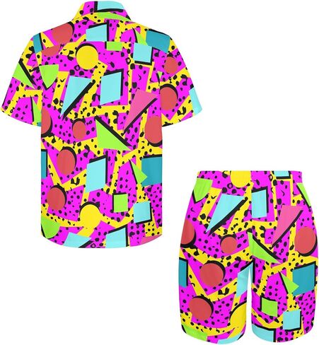 HUGLAZY Mens 2 Piece Outfits Tropical Shirts Short Sleeve Hawaiian Shirt And Shorts Beach Outfits Party Disco in Saudi Arabia