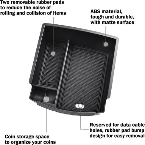 TACORBO Center Console Organizer Compatible with Hyundai Kona 2018 2019 2020 2021 2022 2023 Accessories Armrest Secondary Storage Box, Interior ABS Insert Tray, [Not fit the Kona EV], Black in Saudi Arabia