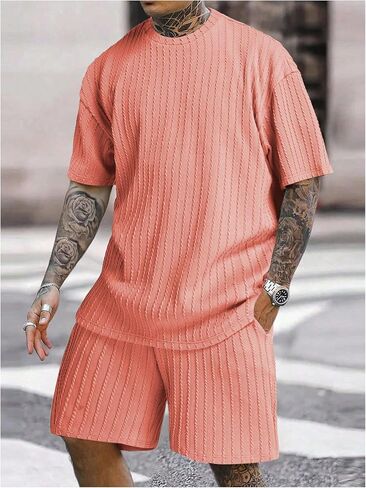 GORGLITTER Men's Casual Short Sets Outfits 2 Piece Tracksuits with Pockets in Saudi Arabia
