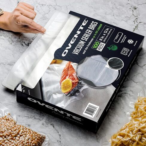 100 قطعة من أكياس OVENTE مسبقة القطع مقاس 11 بوصة × 16 بوصة تعمل مع جميع آلات ختم الفراغ، شديدة التحمل، خالية من مادة BPA لتخزين الطعام المحكم، وإعداد الوجبات، والفيديو الصوتي، والميكروويف والفريزر الآمن ACPSVPG100 in Kuwait