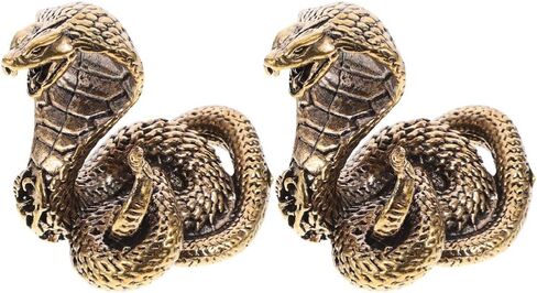 Alipis Brass Snake Statue, 2pcs Chinese Zodiac Snake Figurine Snake Sculpture Chinese Feng Shui Ornament Tea Pet 2025 Year of The Snake in Saudi Arabia