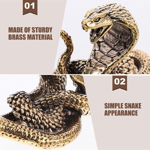 Alipis Brass Snake Statue, 2pcs Chinese Zodiac Snake Figurine Snake Sculpture Chinese Feng Shui Ornament Tea Pet 2025 Year of The Snake in Saudi Arabia