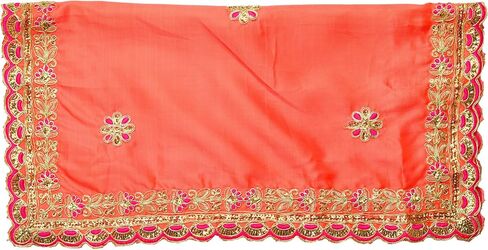 Medium Pooja Cloth Mat Aasan Orange Artificial Silk Aasan Decorative Cloth with Sequence Work(Size:-19 InchesX19 Inches) Multipurpose Pooja Indian Traditional Festival Decoration Item & Article in Saudi Arabia
