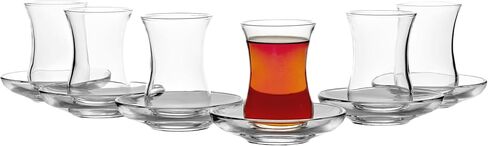 Pasabahce Premium Turkish Tea Cups and Saucers, Set of 12, Perfect for Tea Party, Gifts, Housewarming, Weddings, Anniversary in Saudi Arabia
